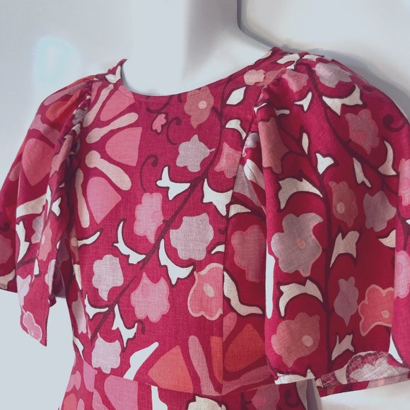 RHODE Red and White Floral Midi Dress - Picture 6 of 10